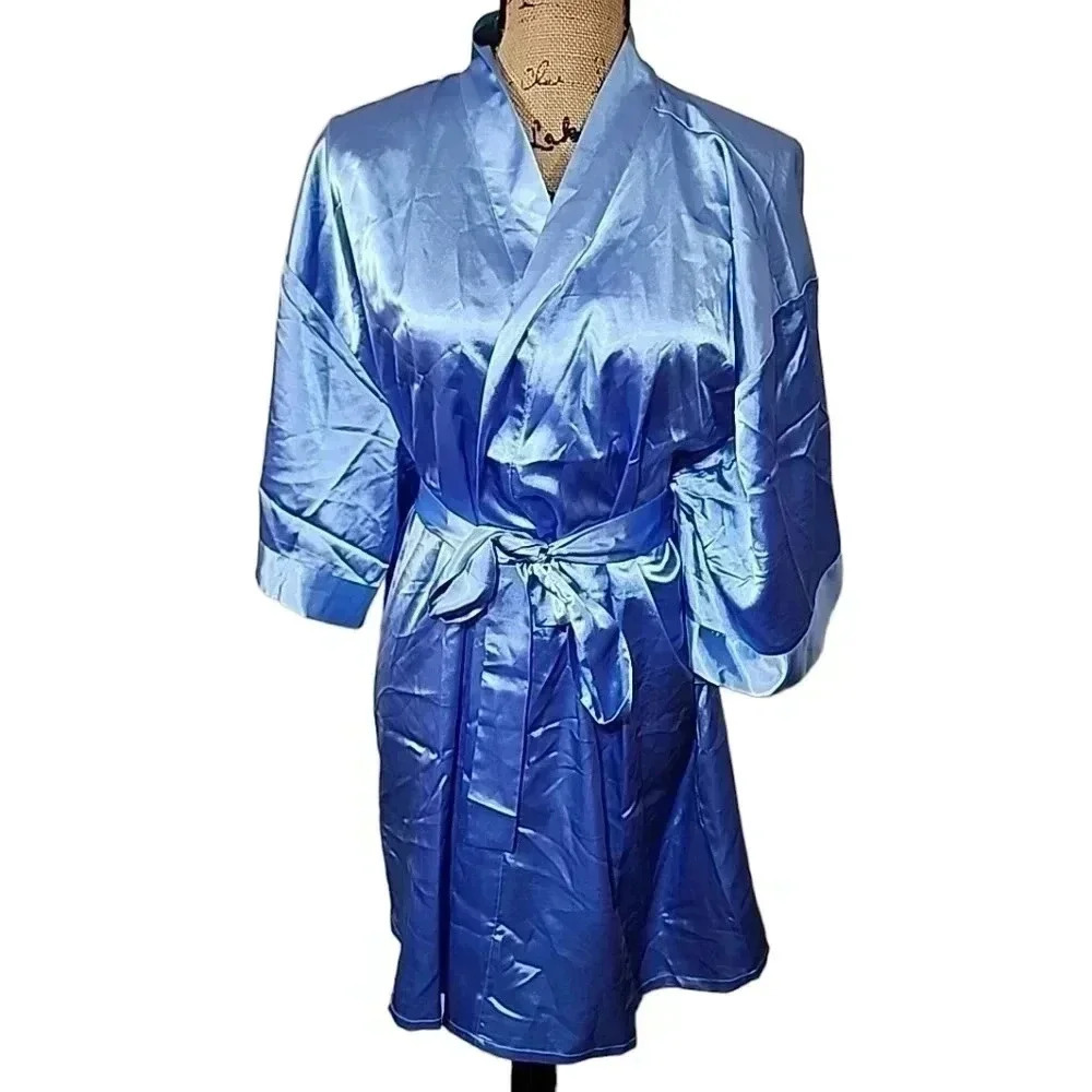 Blue Satin Robe.  Nwt size Medium - Picture 2 of 7